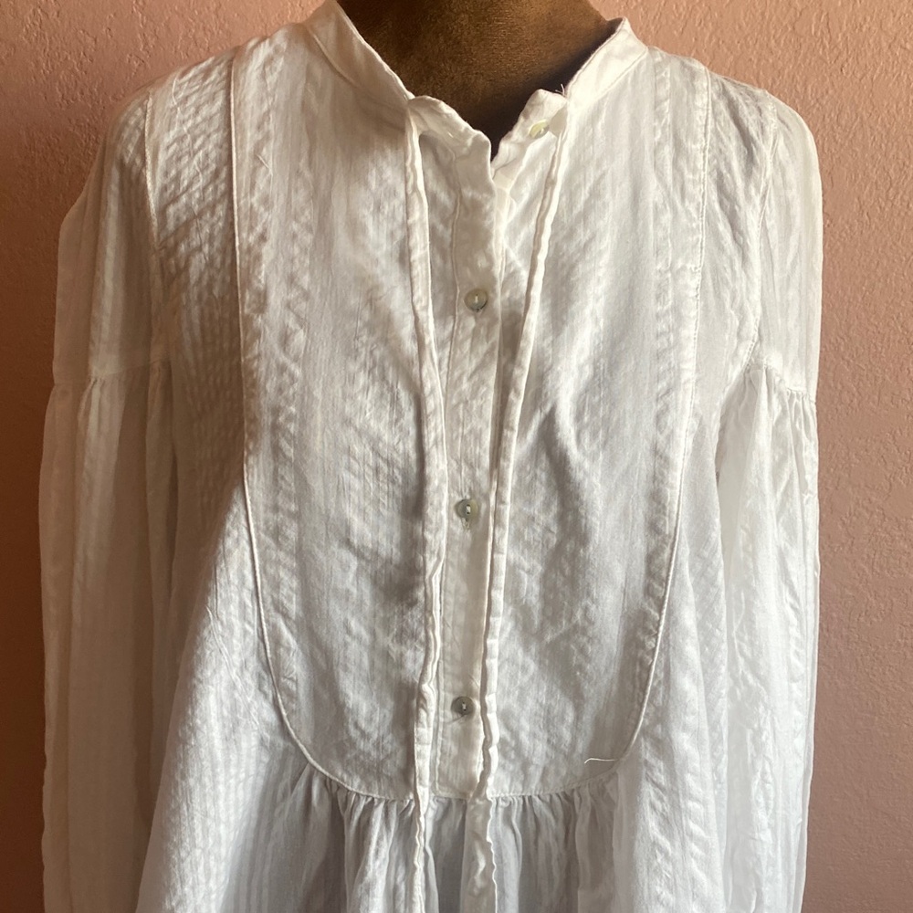MAEVE  White Textured Button-Up Tunic - Picture 3 of 11